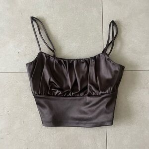 Satin Black Crop Top